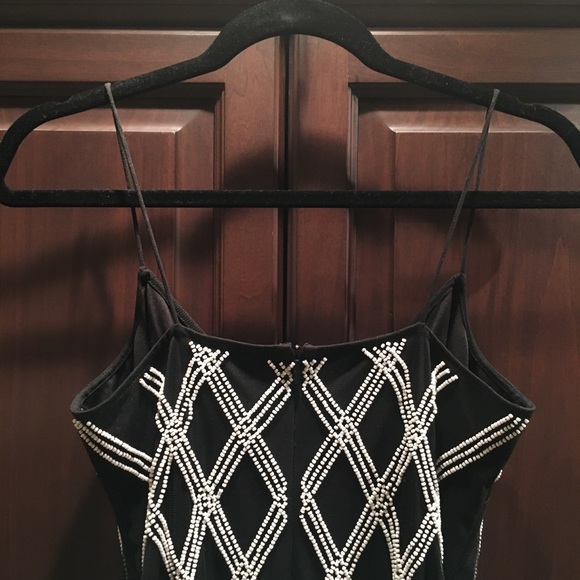 Adrianna Papell Black Spaghetti Strap Beaded Dress - Picture 6 of 8